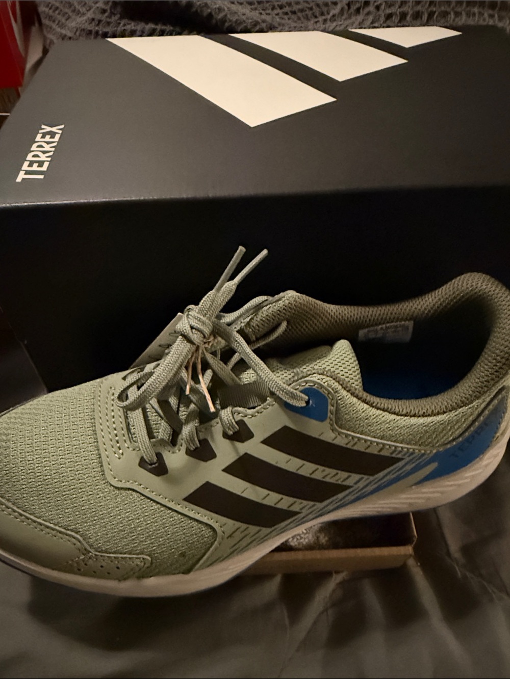 adidas Kids Olive Green and Blue Sneakers